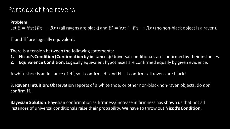 Paradox of the ravens 