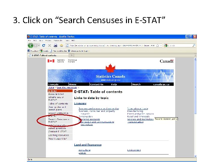 3. Click on “Search Censuses in E-STAT” 