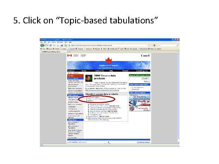 5. Click on “Topic-based tabulations” 