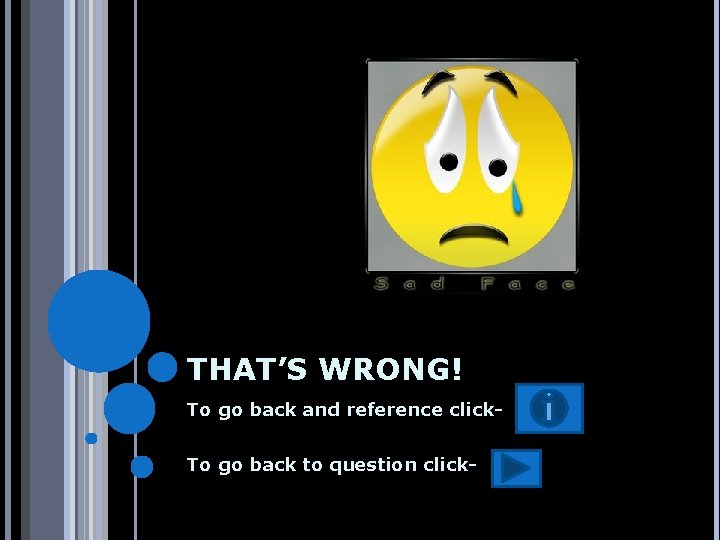 THAT’S WRONG! To go back and reference click. To go back to question click-