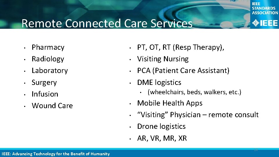 Remote Connected Care Services • • • Pharmacy Radiology Laboratory Surgery Infusion Wound Care