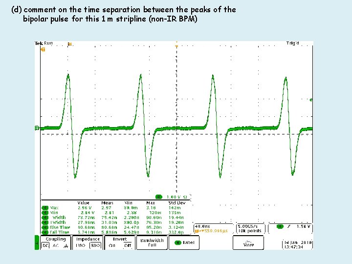 (d) comment on the time separation between the peaks of the bipolar pulse for