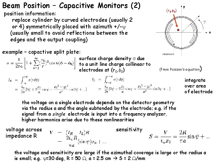 Beam Position – Capacitive Monitors (2) position information: replace cylinder by curved electrodes (usually