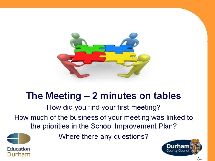 The Meeting – 2 minutes on tables How did you find your first meeting?