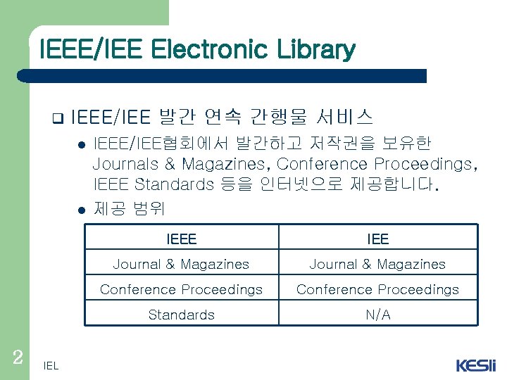 IEEE/IEE Electronic Library q IEEE/IEE 발간 연속 간행물 서비스 l l 2 IEL IEEE/IEE협회에서