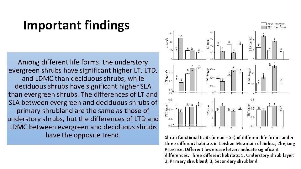 Important findings Among different life forms, the understory evergreen shrubs have significant higher LT,