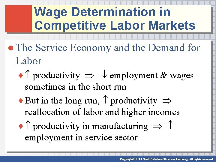 Wage Determination in Competitive Labor Markets ● The Service Economy and the Demand for