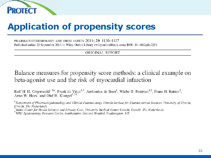 Application of propensity scores 22 