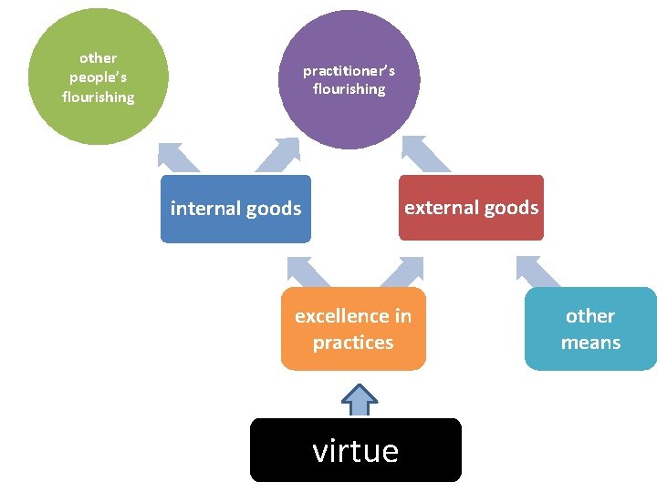 other people’s flourishing practitioner’s flourishing external goods internal goods excellence in practices virtue other