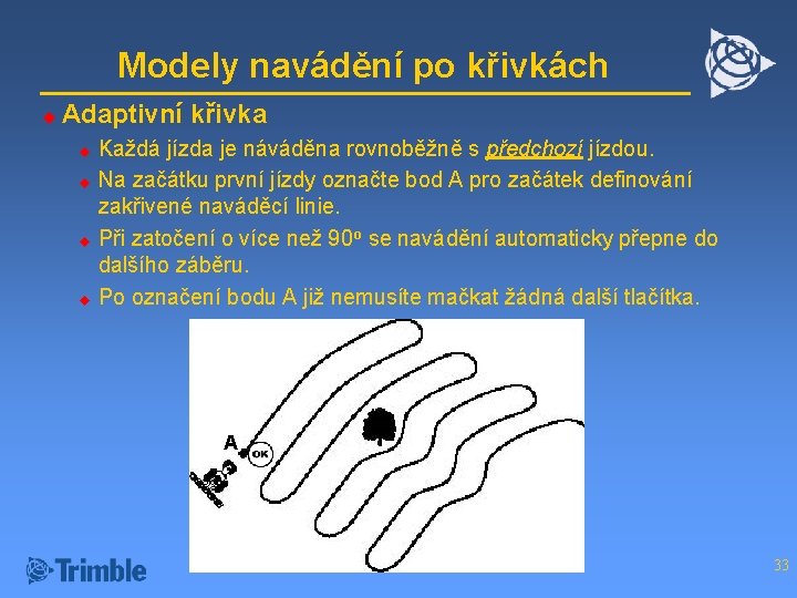 Modely navádění po křivkách u Adaptivní křivka u u Každá jízda je náváděna rovnoběžně