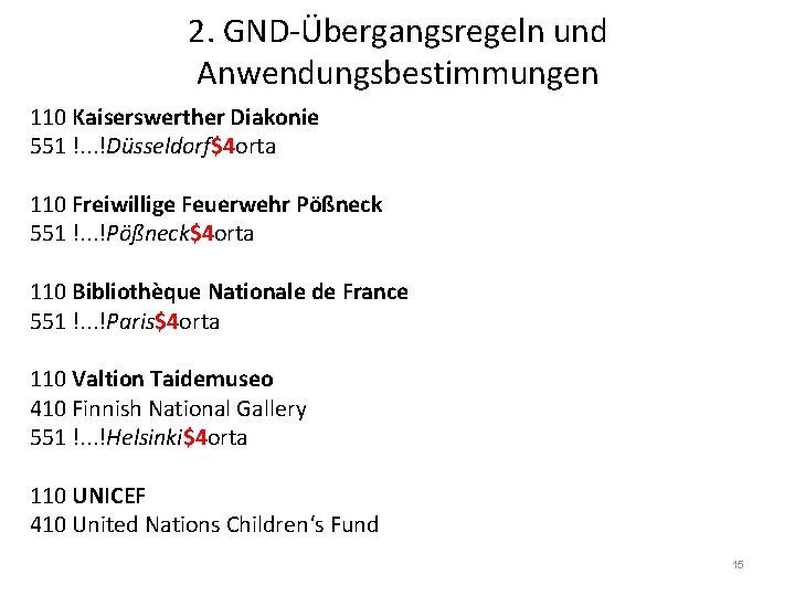 2. GND-Übergangsregeln und Anwendungsbestimmungen 110 Kaiserswerther Diakonie 551 !. . . !Düsseldorf$4 orta 110