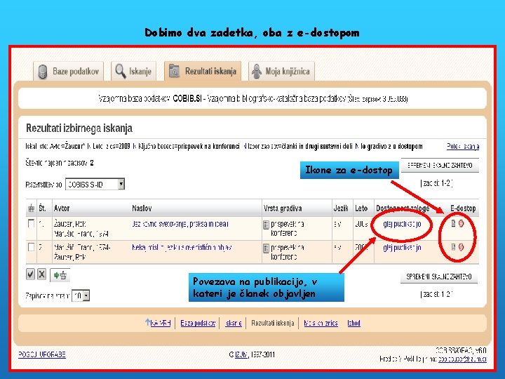 Dobimo dva zadetka, oba z e-dostopom Ikone za e-dostop Povezava na publikacijo, v kateri