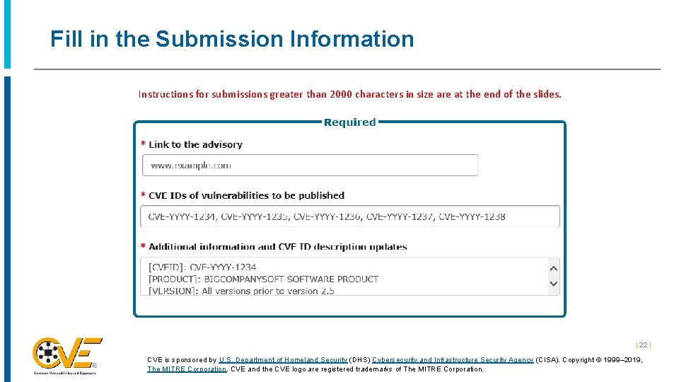 Fill in the Submission Information Instructions for submissions greater than 2000 characters in size