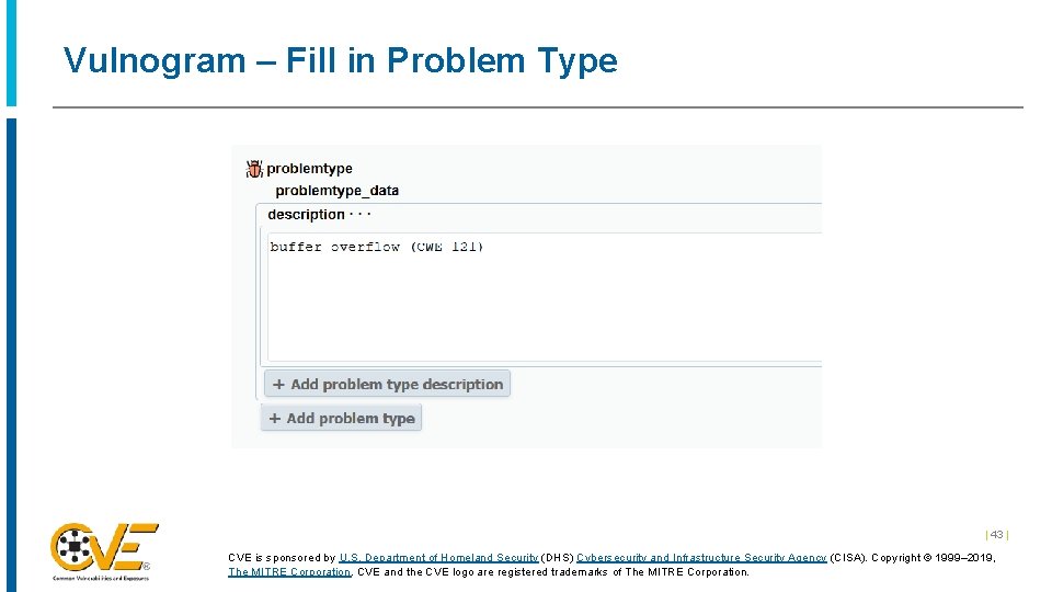 Vulnogram – Fill in Problem Type | 43 | CVE is sponsored by U.