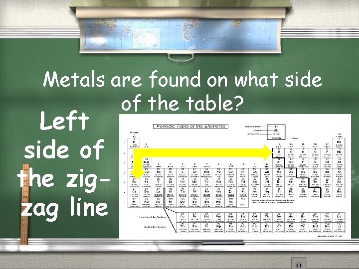 Metals are found on what side of the table? Left side of the zigzag