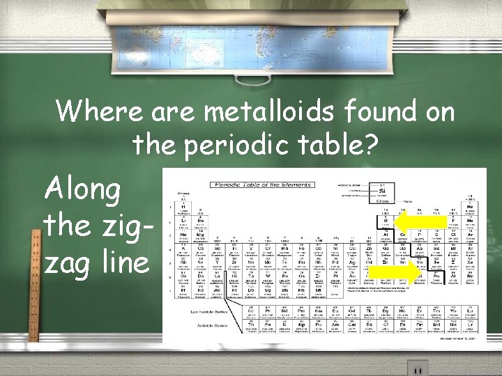 Where are metalloids found on the periodic table? Along the zigzag line 
