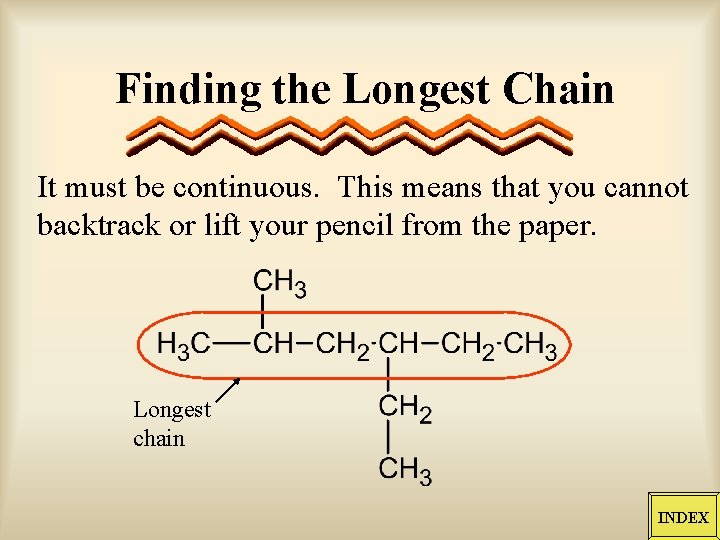 Finding the Longest Chain It must be continuous. This means that you cannot backtrack