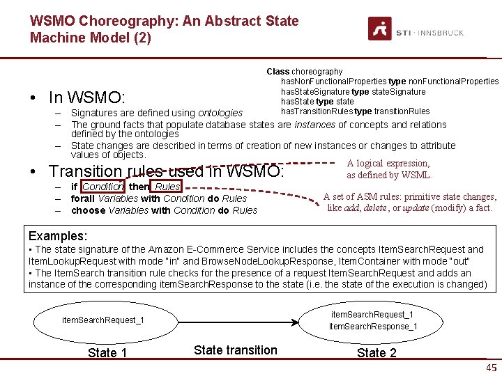 WSMO Choreography: An Abstract State Machine Model (2) • In WSMO: Class choreography has.