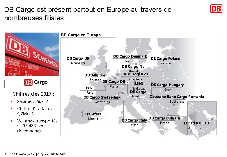 DB Cargo est présent partout en Europe au travers de nombreuses filiales DB Cargo