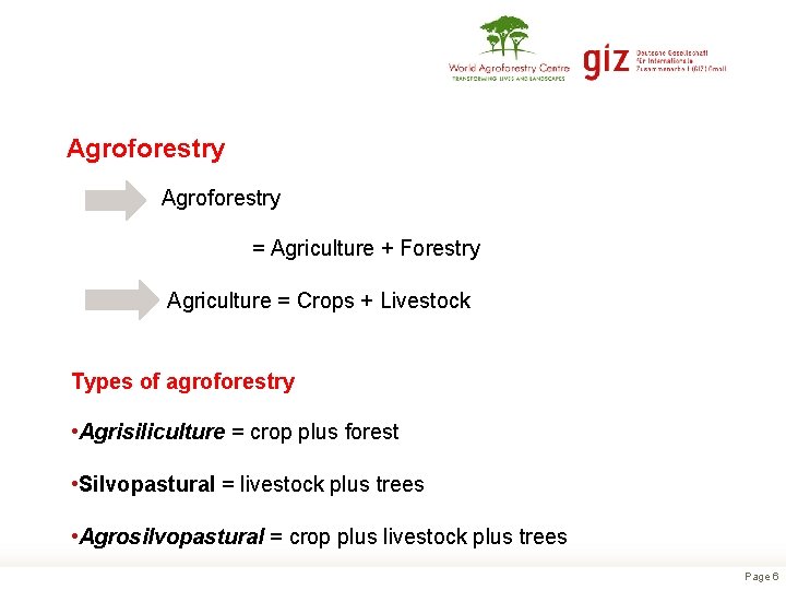 Agroforestry = Agriculture + Forestry Agriculture = Crops + Livestock Types of agroforestry •