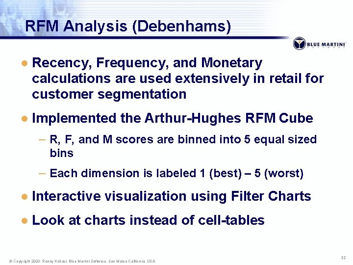 RFM Analysis (Debenhams) l Recency, Frequency, and Monetary calculations are used extensively in retail