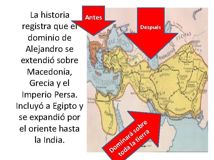 La historia Antes registra que el dominio de Alejandro se extendió sobre Macedonia, Grecia