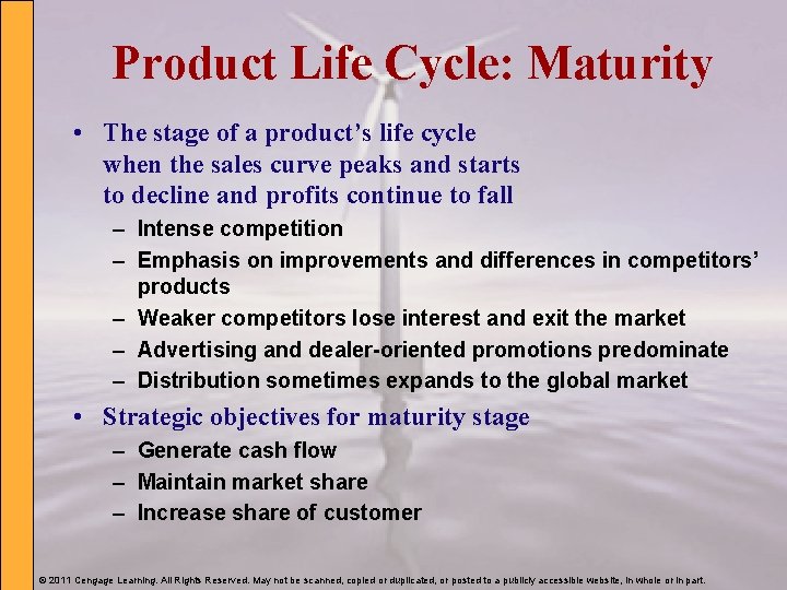Product Life Cycle: Maturity • The stage of a product’s life cycle when the