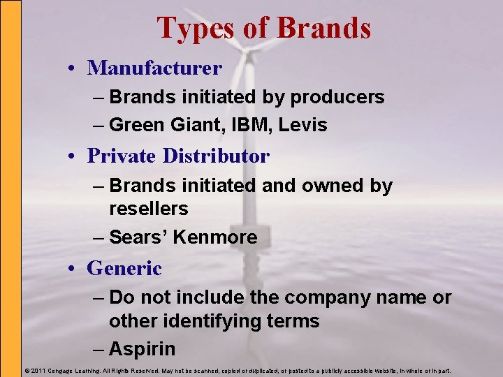 Types of Brands • Manufacturer – Brands initiated by producers – Green Giant, IBM,