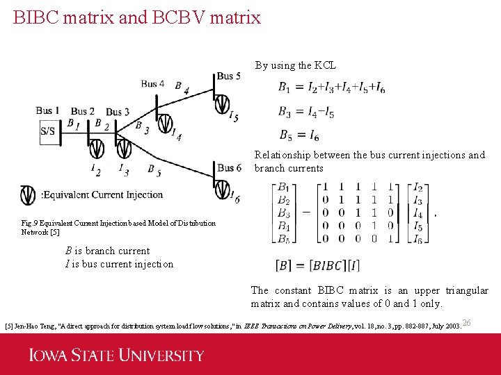 BIBC matrix and BCBV matrix By using the KCL Relationship between the bus current