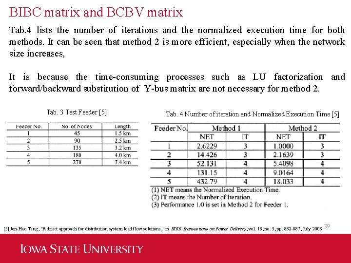 BIBC matrix and BCBV matrix Tab. 4 lists the number of iterations and the