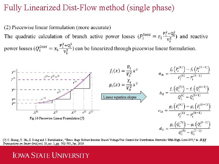 Fully Linearized Dist-Flow method (single phase) Linear equation slopes Fig. 16 Piecewise Linear Formulation