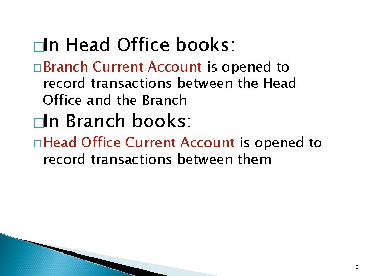 �In Head Office books: �In Branch books: � Branch Current Account is opened to