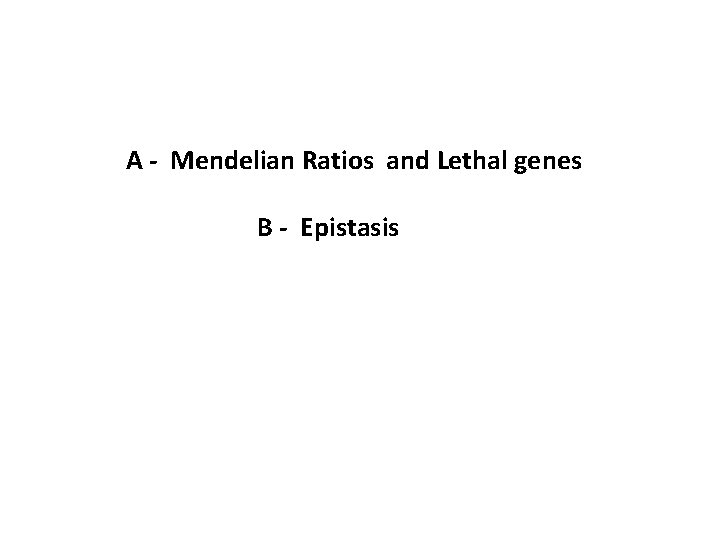 A - Mendelian Ratios and Lethal genes B - Epistasis 