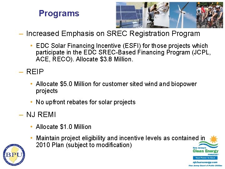 Programs – Increased Emphasis on SREC Registration Program • EDC Solar Financing Incentive (ESFI)