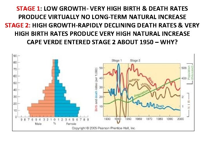 STAGE 1: LOW GROWTH- VERY HIGH BIRTH & DEATH RATES PRODUCE VIRTUALLY NO LONG-TERM