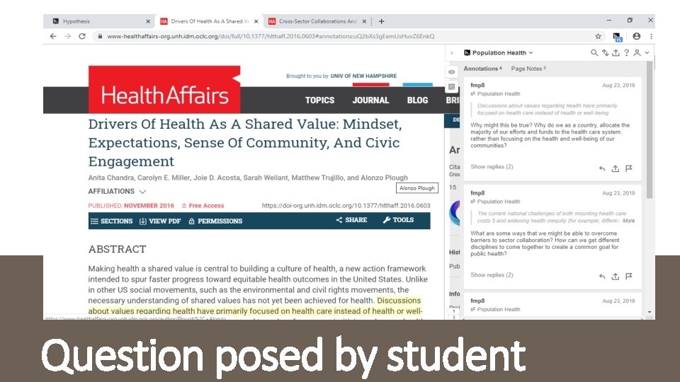 Question posed by student 