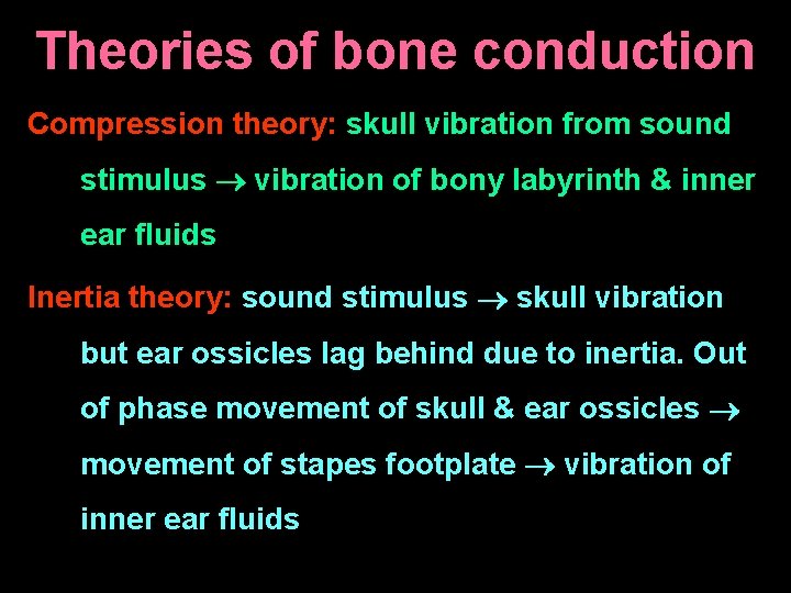 Theories of bone conduction Compression theory: skull vibration from sound stimulus vibration of bony