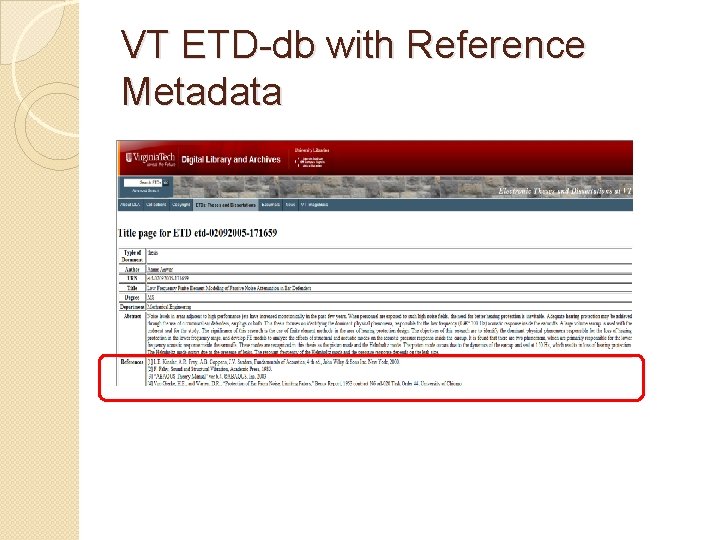 VT ETD-db with Reference Metadata 
