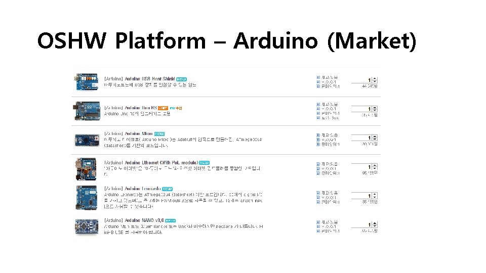 OSHW Platform – Arduino (Market) 