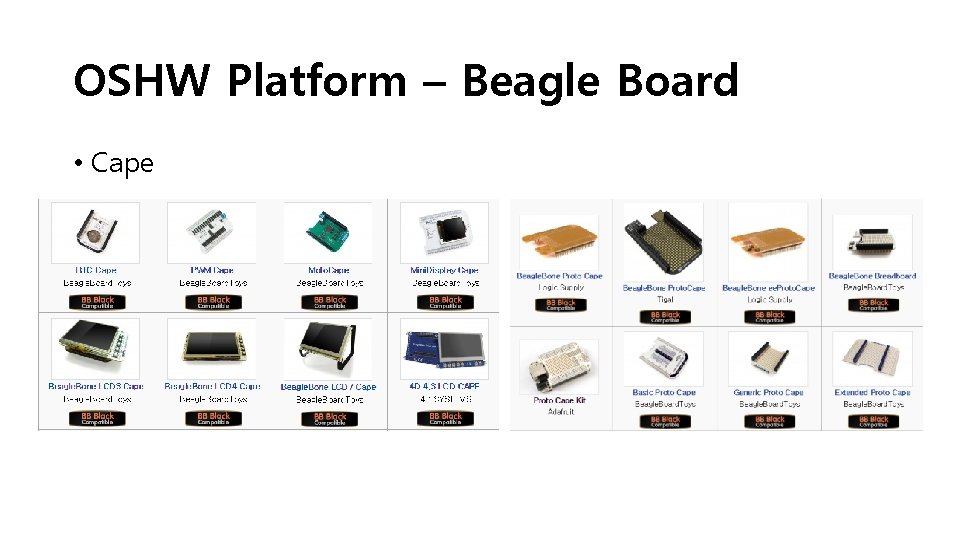 OSHW Platform – Beagle Board • Cape 