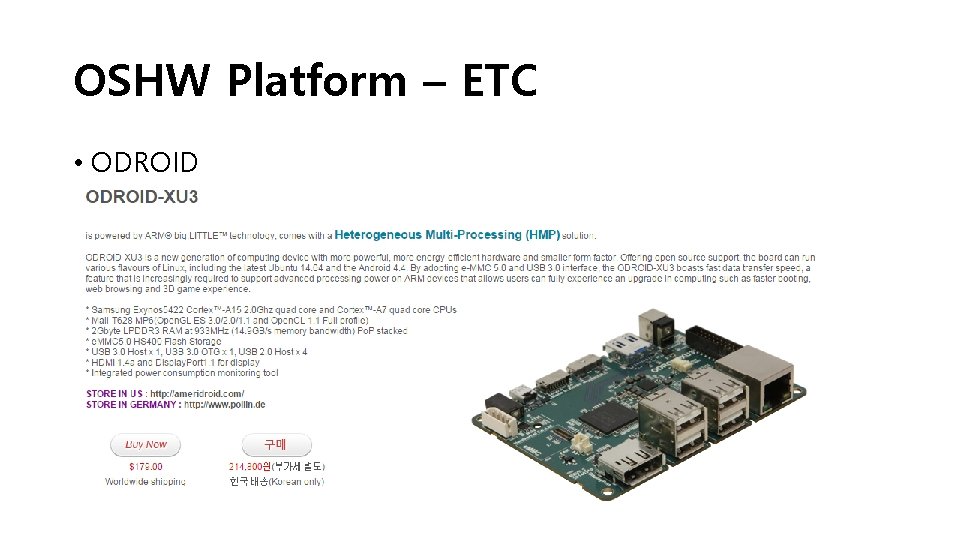 OSHW Platform – ETC • ODROID 