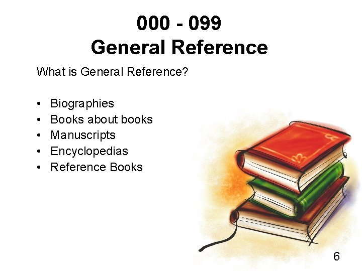 000 - 099 General Reference What is General Reference? • • • Biographies Books