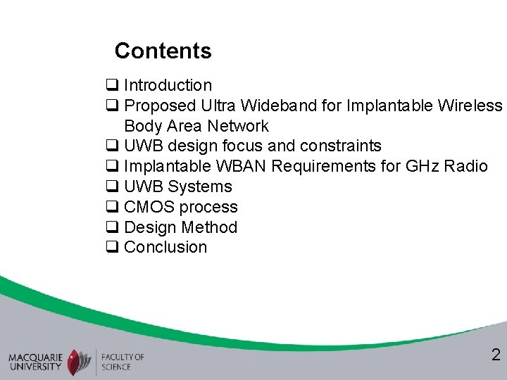 Proposed Ultra Wideband for Implant Wireless Body Area