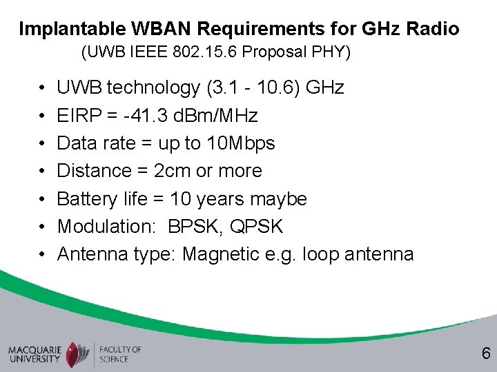 Proposed Ultra Wideband for Implant Wireless Body Area