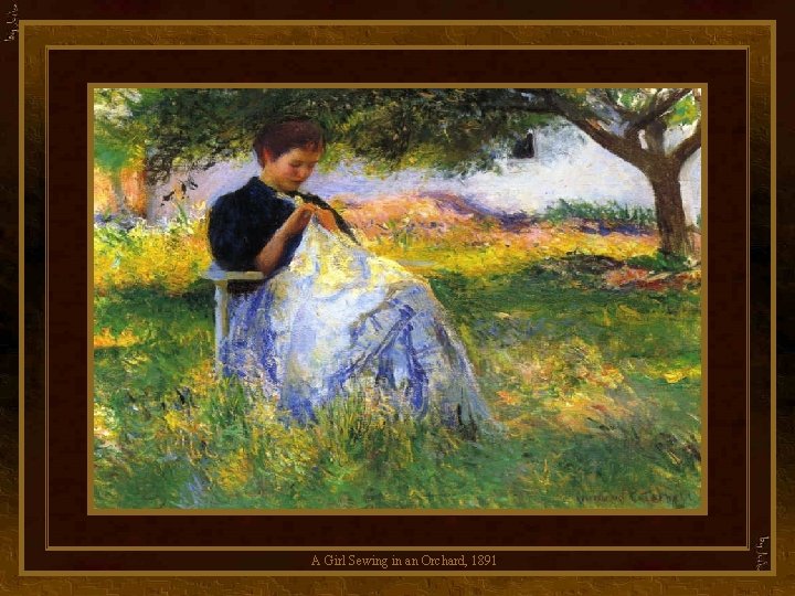 A Girl Sewing in an Orchard, 1891 