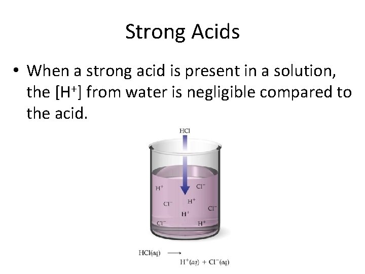 Strong Acids • When a strong acid is present in a solution, the [H+]