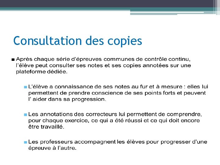 Consultation des copies 