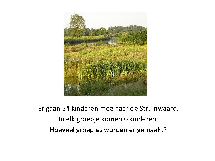 Er gaan 54 kinderen mee naar de Struinwaard. In elk groepje komen 6 kinderen.