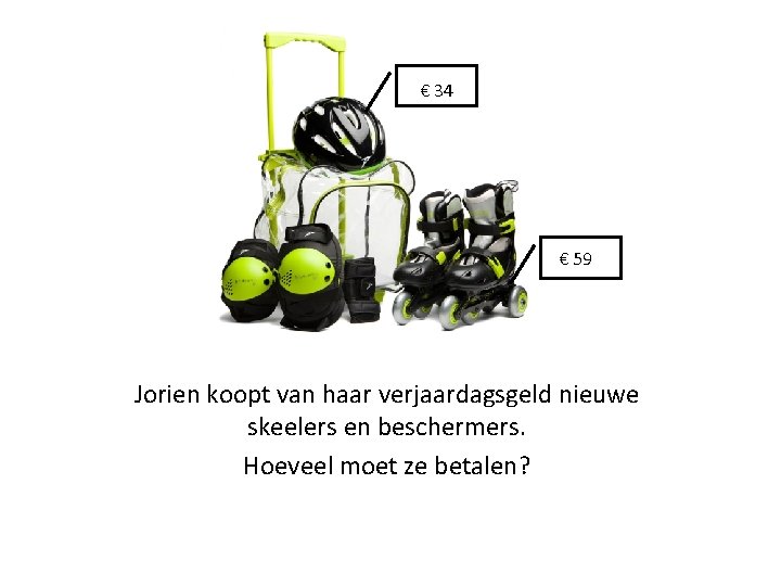 € 59 € 34 € 59 Jorien koopt van haar verjaardagsgeld nieuwe skeelers en