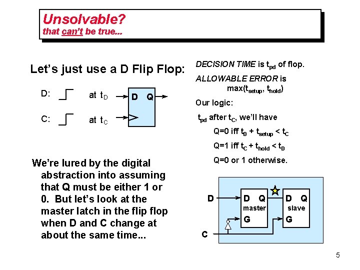 Unsolvable? that can’t be true. . . Let’s just use a D Flip Flop:
